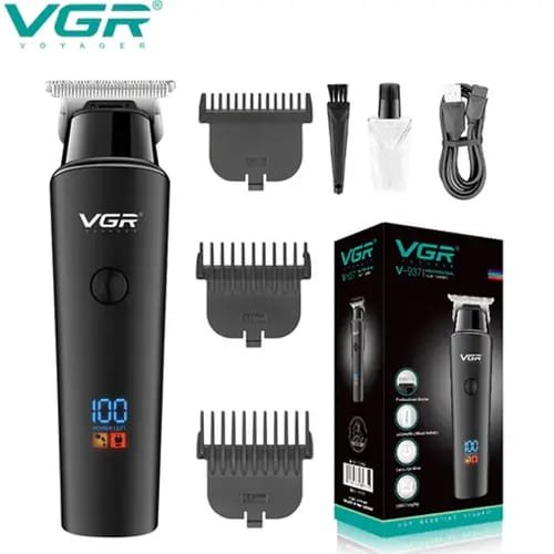 VGR V-937 Voyager Professional Hair Trimmer | Zero Gapped T-Blade | 0mm Close Cut | LCD Display 100% | 3 Limit Combs | For Men Beard, Hair, Lineup | USB Charge